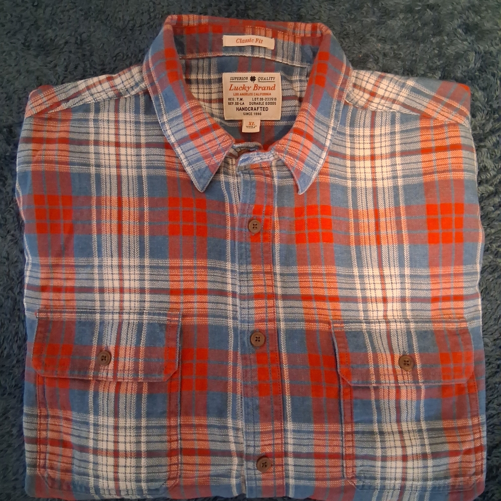 Lucky Brand Classic XL Red and Blue Check Shirt